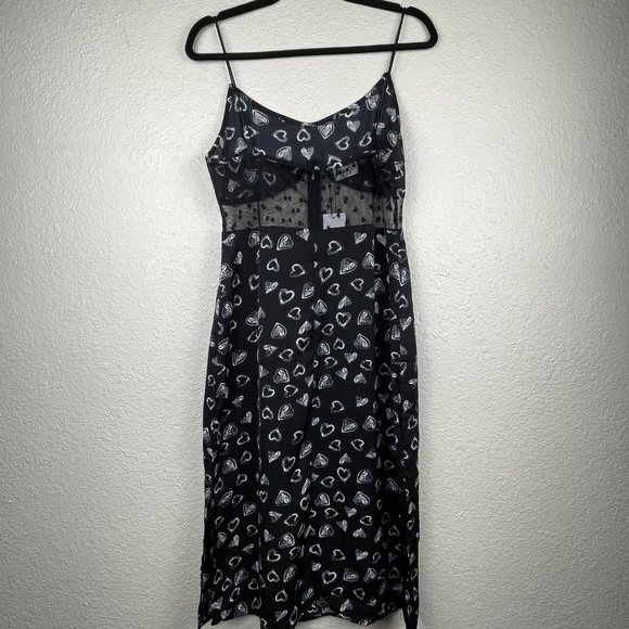 Cider Little Black Heart Midi Dress NWT - Picture 3 of 7